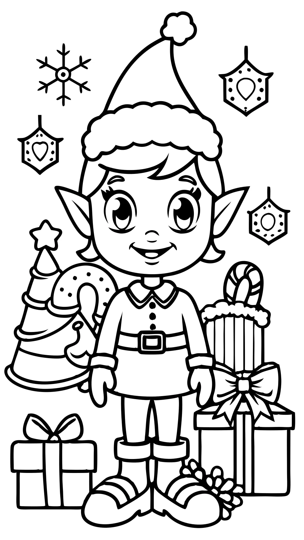 christmas elf coloring pages